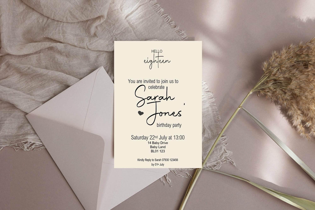 Hello Age Birthday Party Invitations & Envelopes | Pack of 10 - Larosier Prints