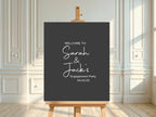 Minimalist Noir Engagement Welcome Party Sign - Larosier Prints