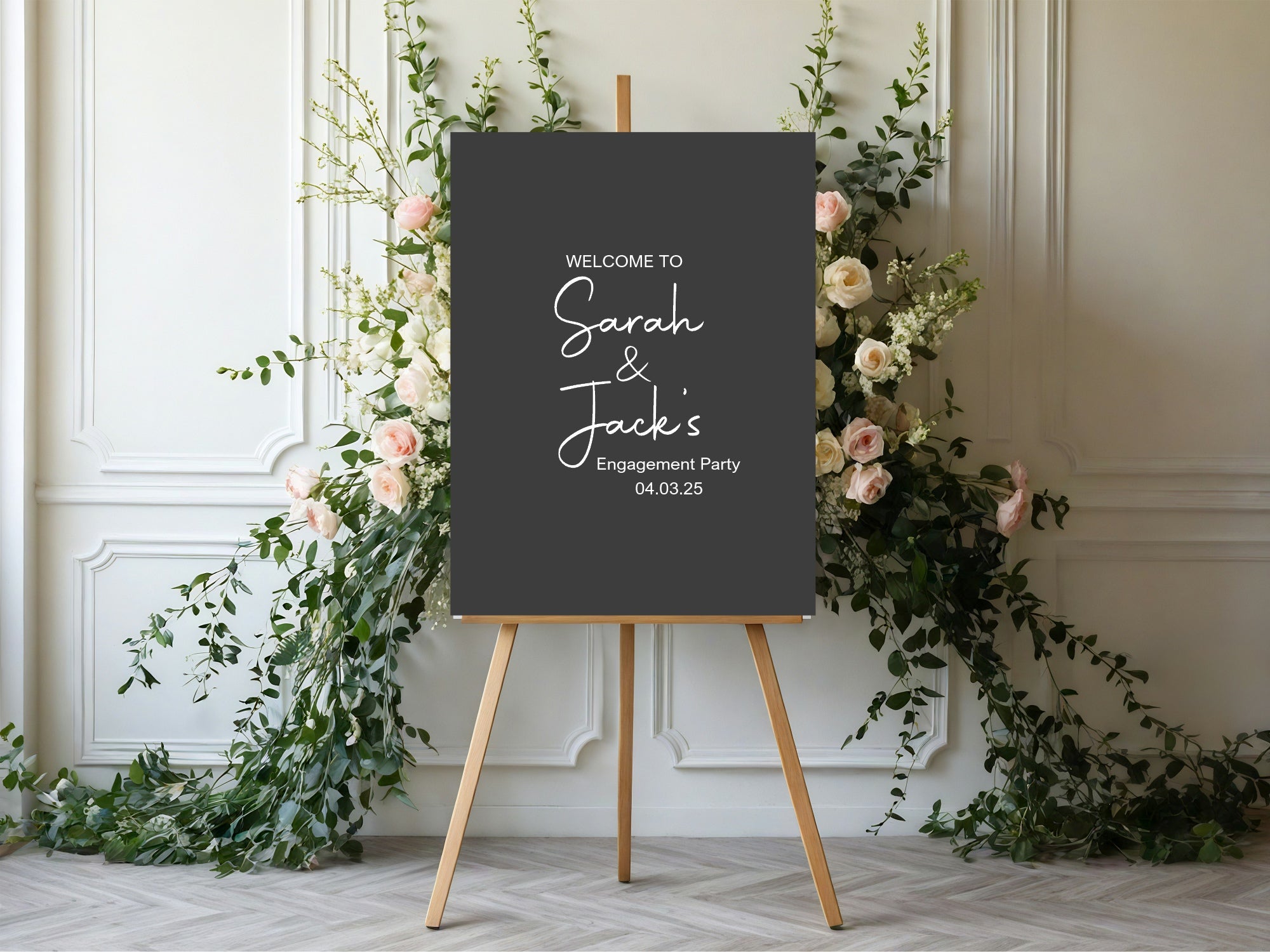 Minimalist Noir Engagement Party Invitations | Personalised | Pack of 10