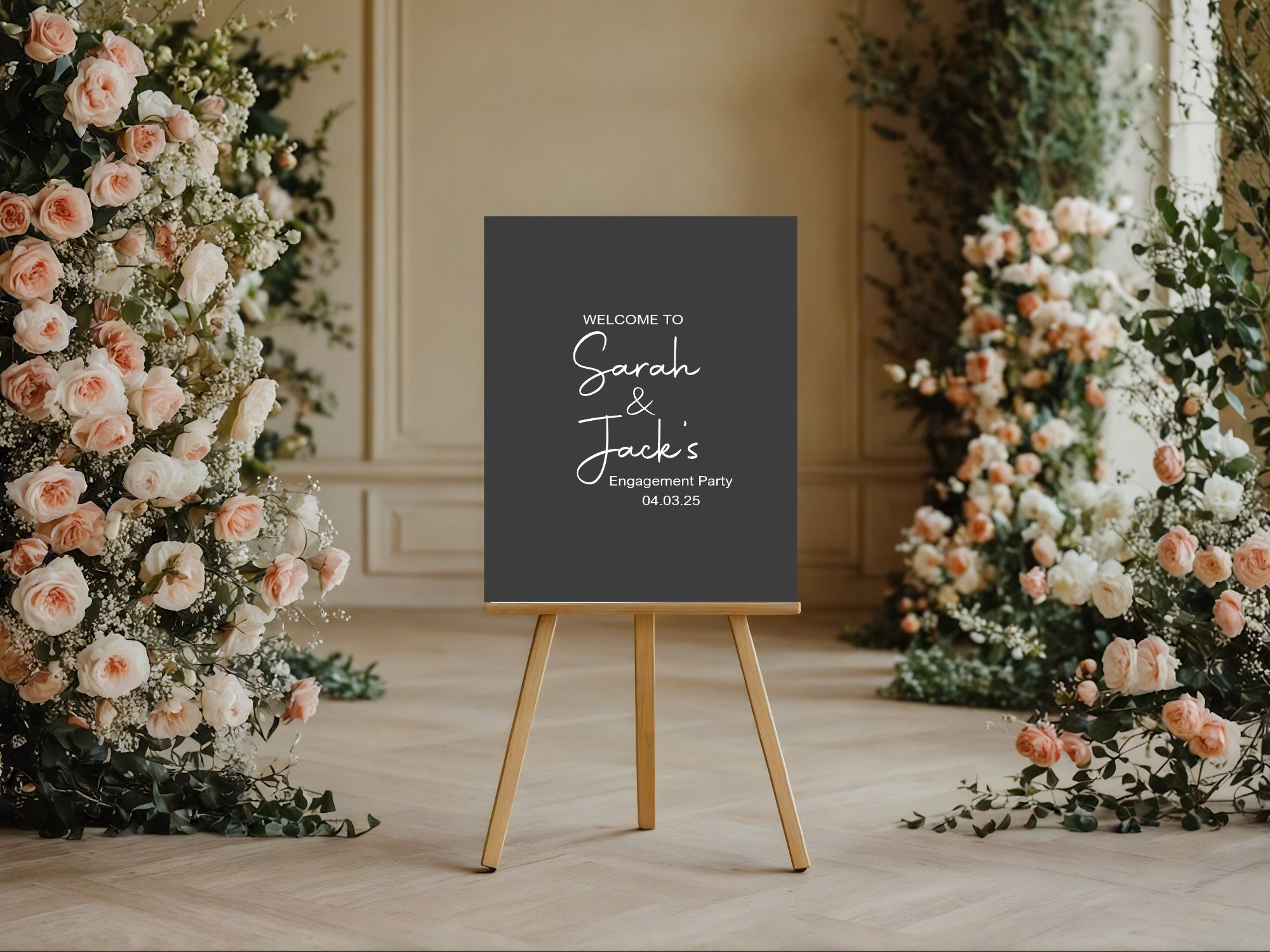 Minimalist Noir Engagement Party Invitations | Personalised | Pack of 10