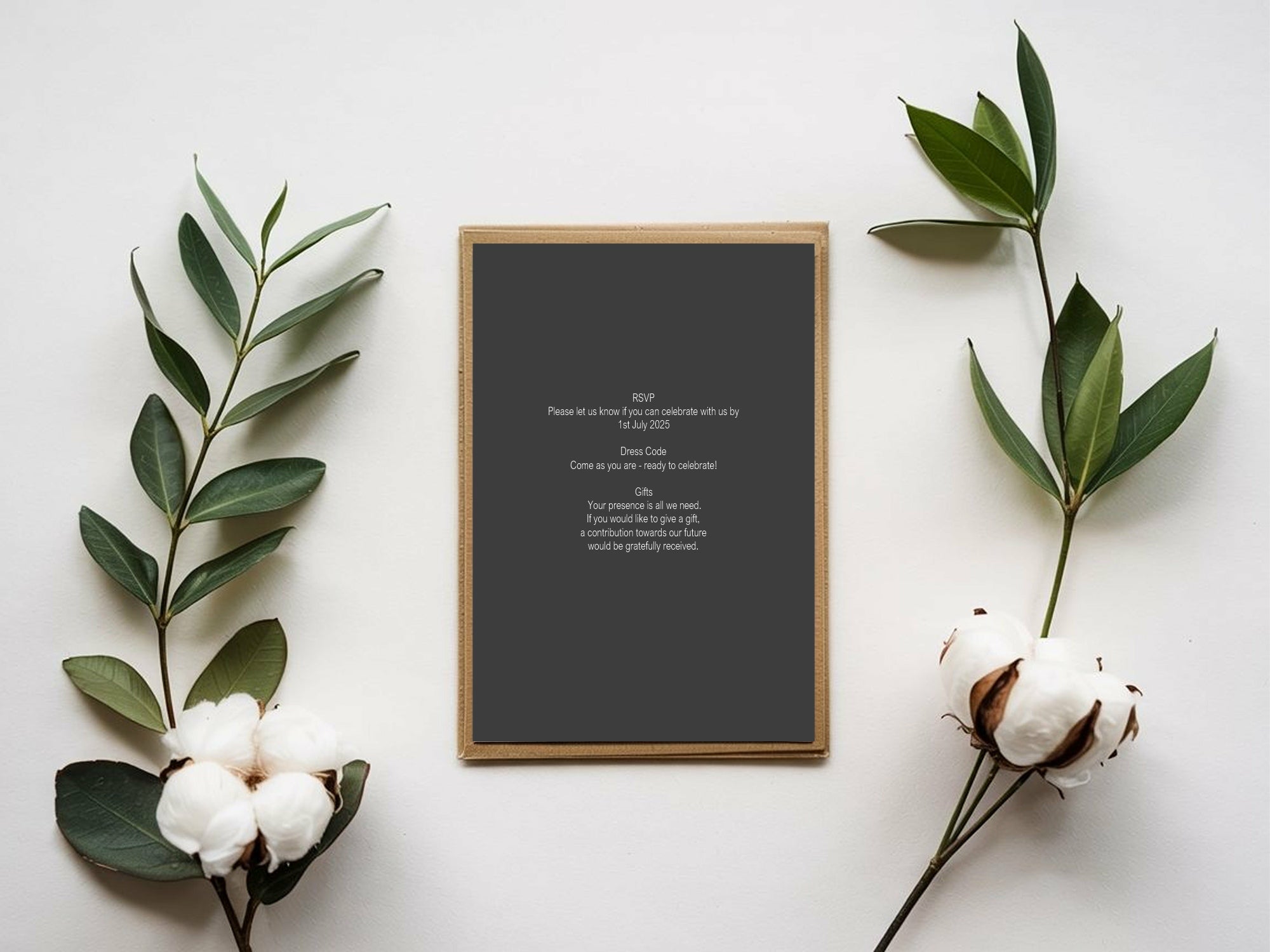 Minimalist Noir Engagement Party Invitations | Personalised | Pack of 10