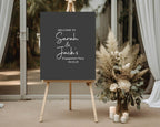 Minimalist Noir Engagement Welcome Party Sign - Larosier Prints