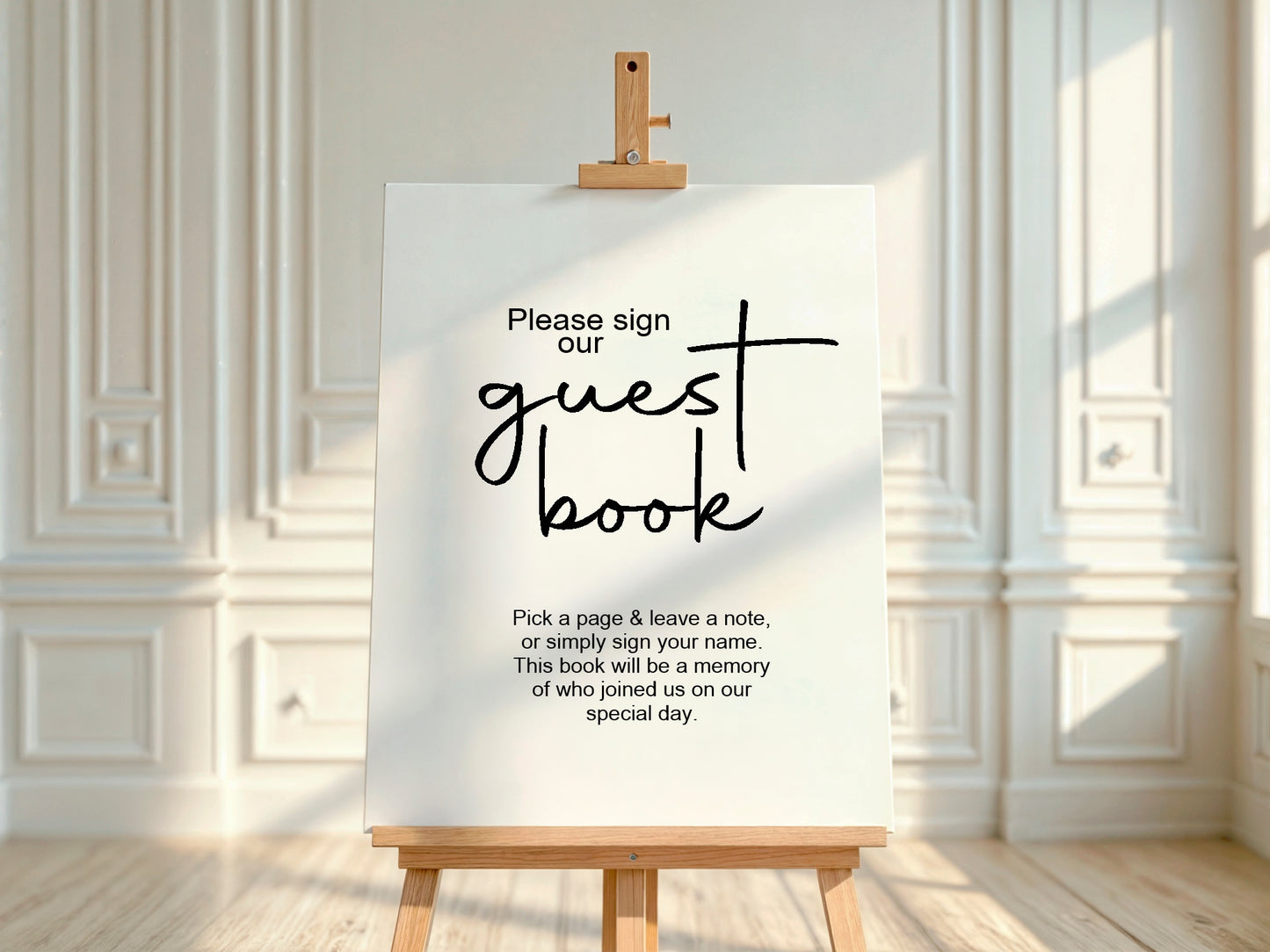 Minimalist Guest Book Wedding Sign | Black & White