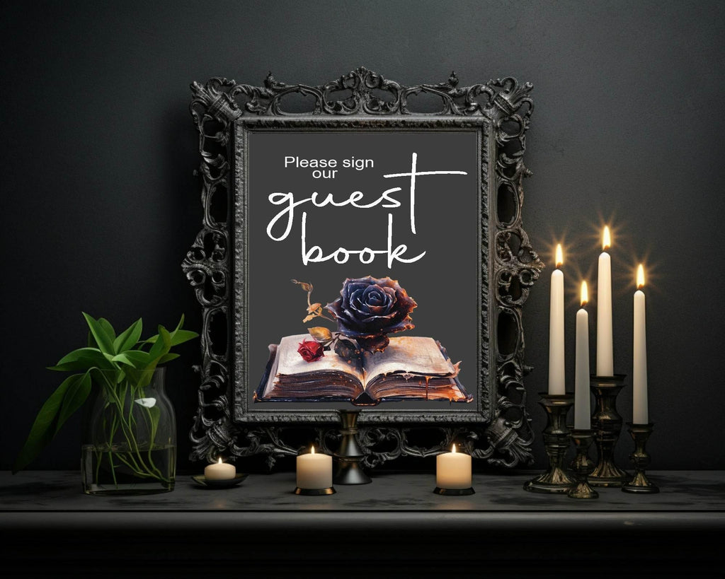 Gothic Guest Book Wedding Party Sign - Larosier Prints