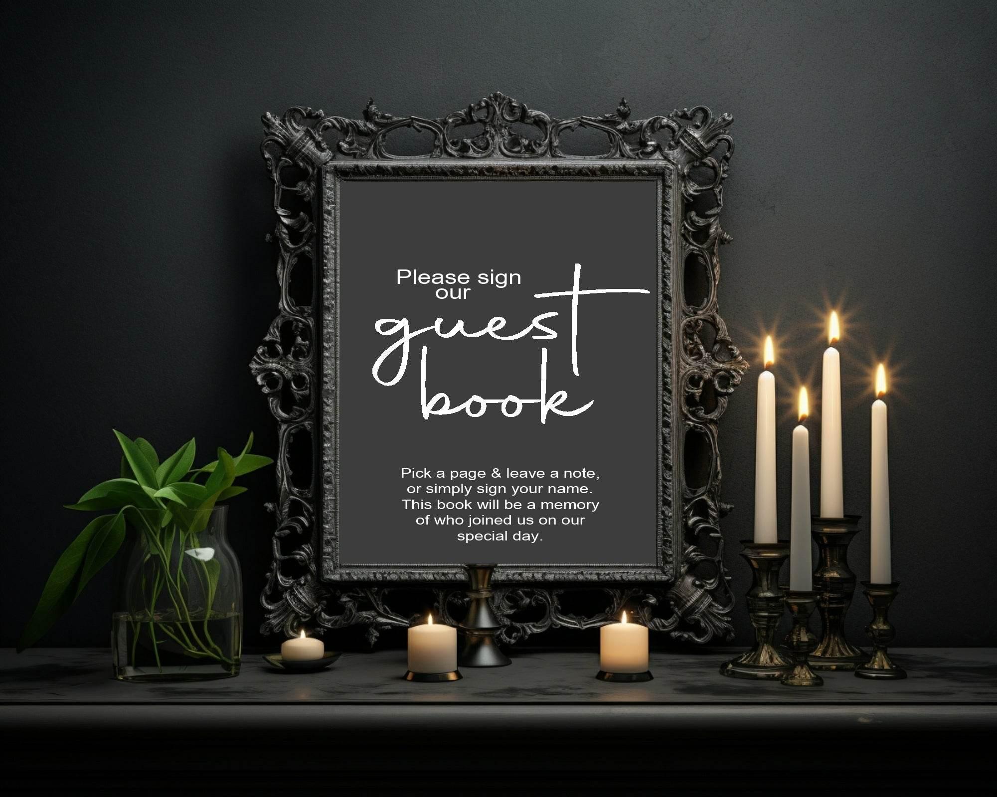 Minimalist Noir Guest Book Wedding Party Sign - Larosier Prints