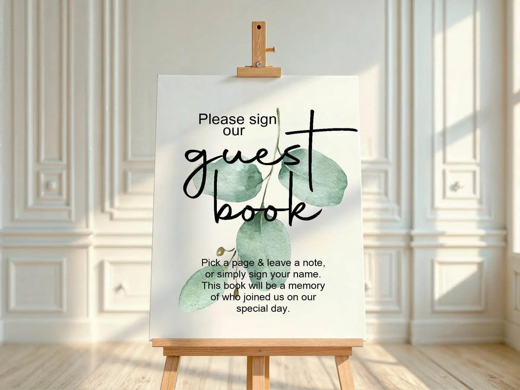 Eucalyptus Guest Book Wedding Party Sign - Larosier Prints