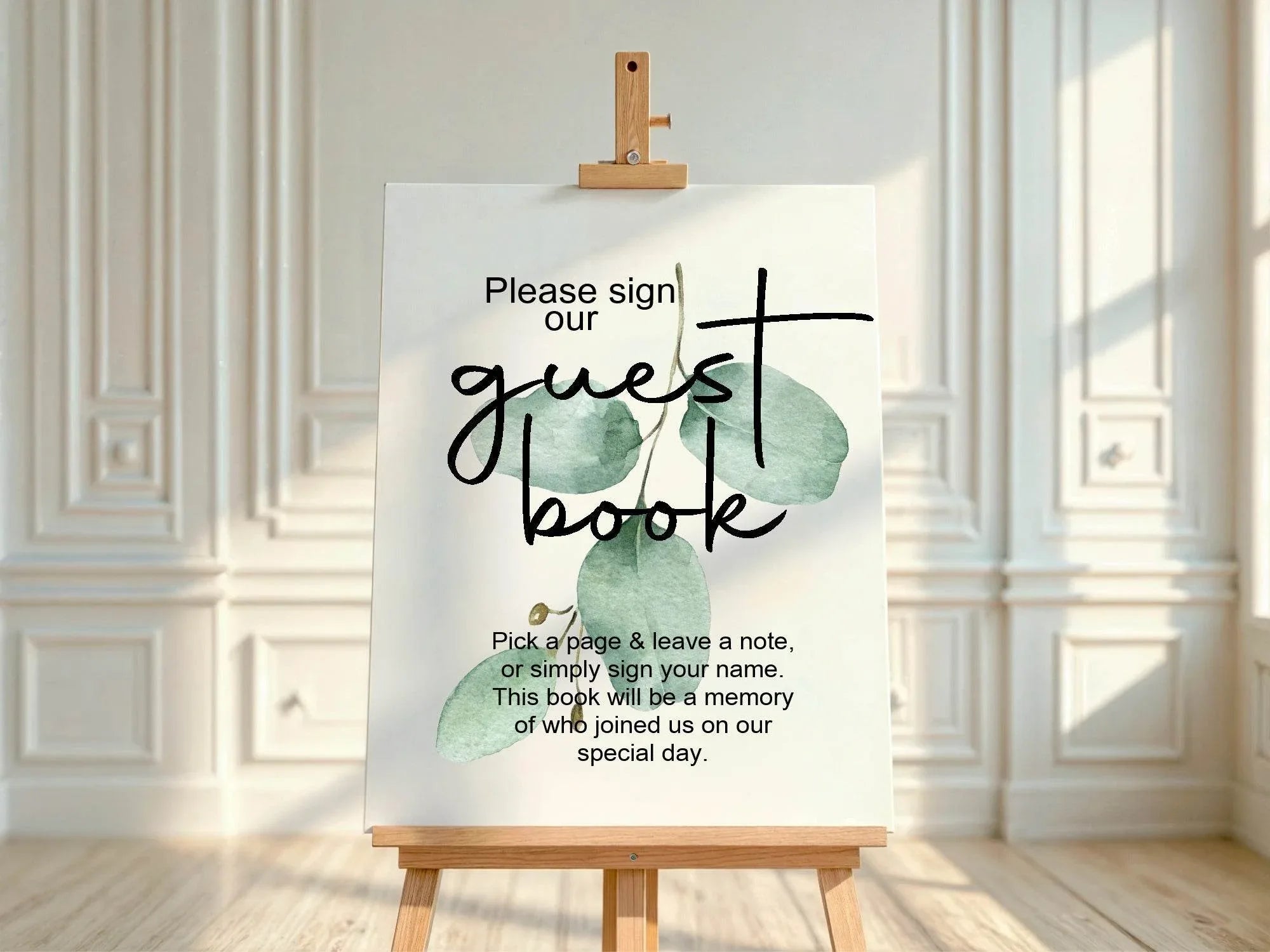 Eucalyptus Guest Book Wedding Party Sign - Larosier Prints