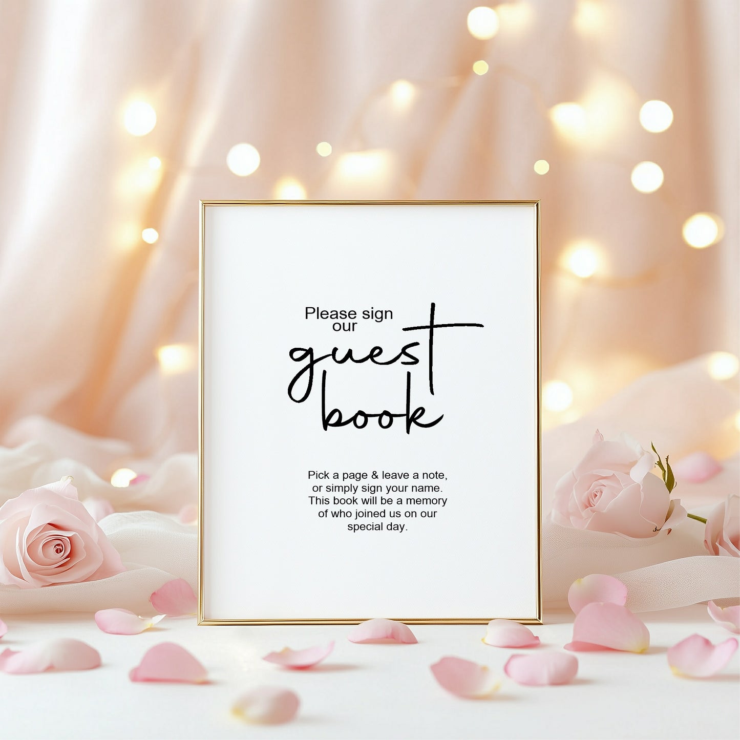 Minimalist Guest Book Wedding Sign | Black & White