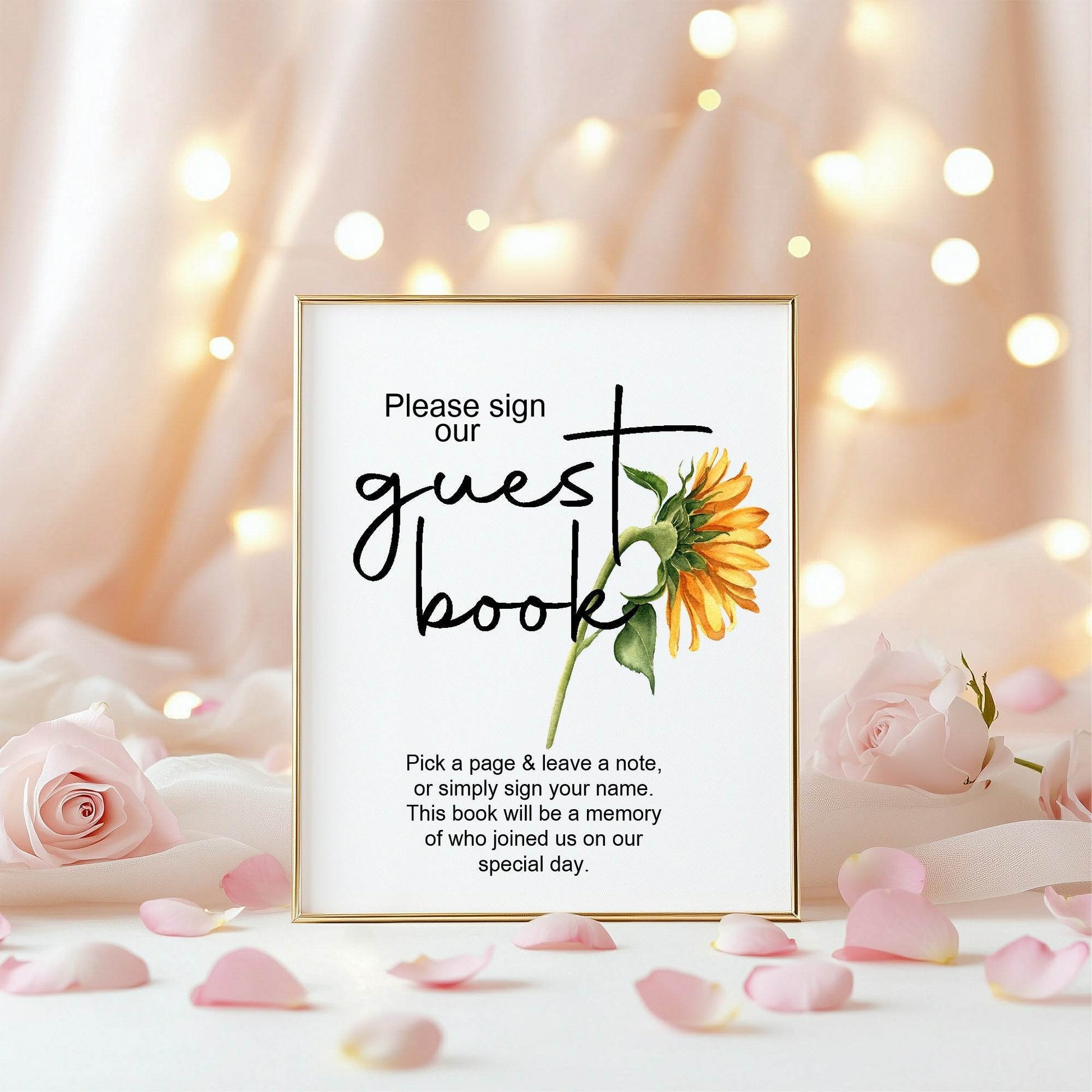 Sunflower Guest Book Wedding Party Sign