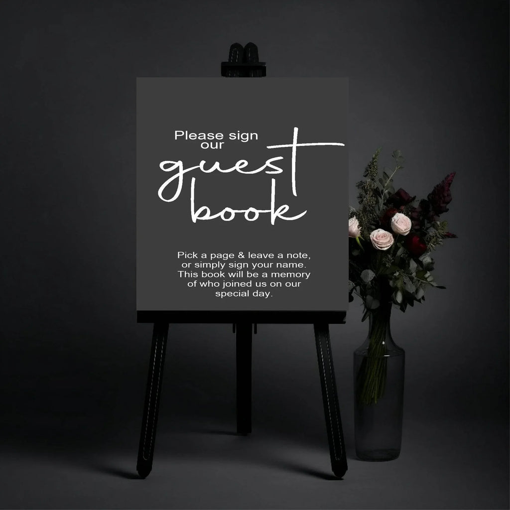 Minimalist Noir Guest Book Wedding Party Sign - Larosier Prints