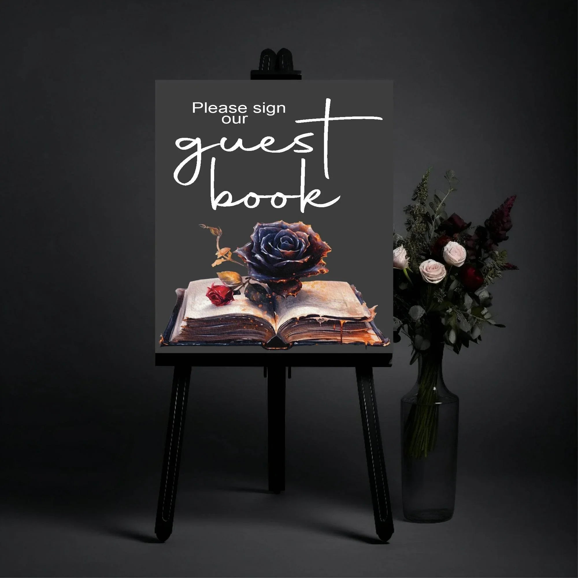 Gothic Guest Book Wedding Party Sign - Larosier Prints
