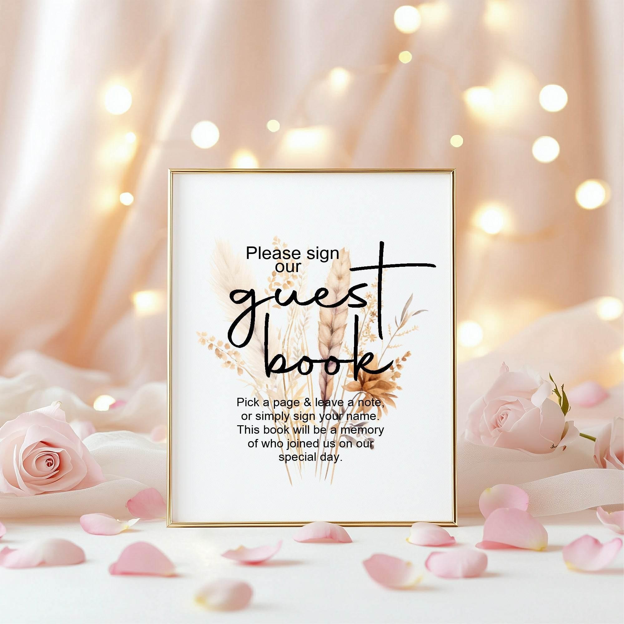 Boho Guest Book Wedding Party Sign - Larosier Prints