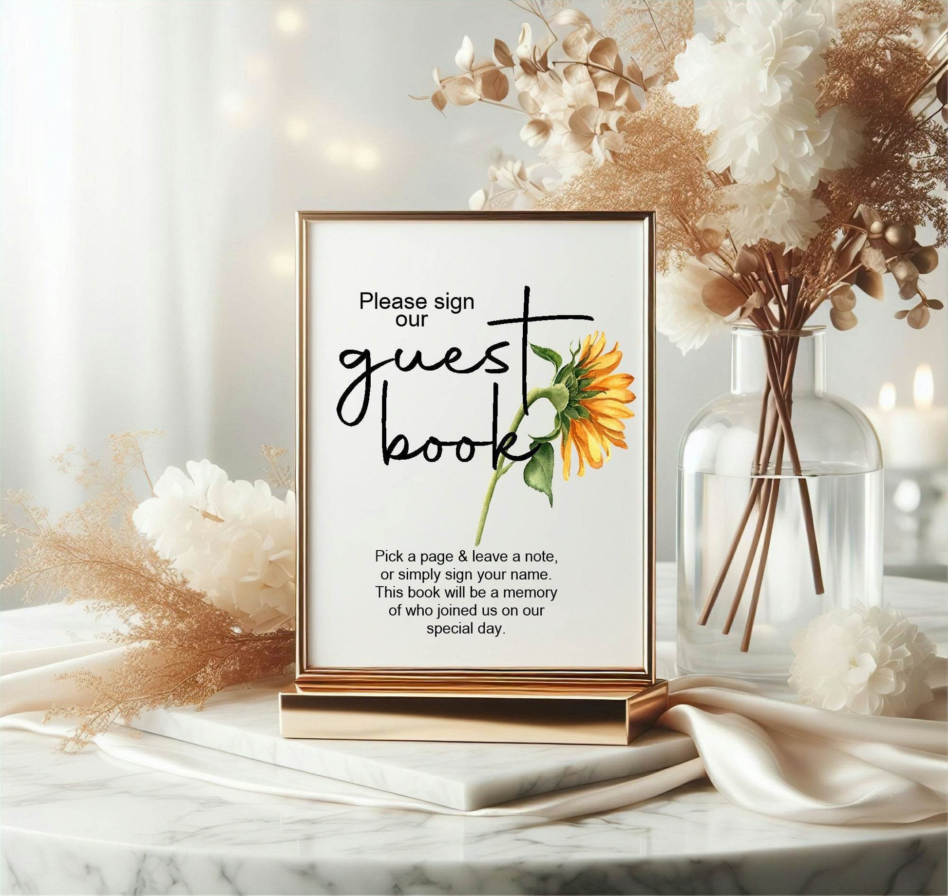 Sunflower Guest Book Wedding Party Sign