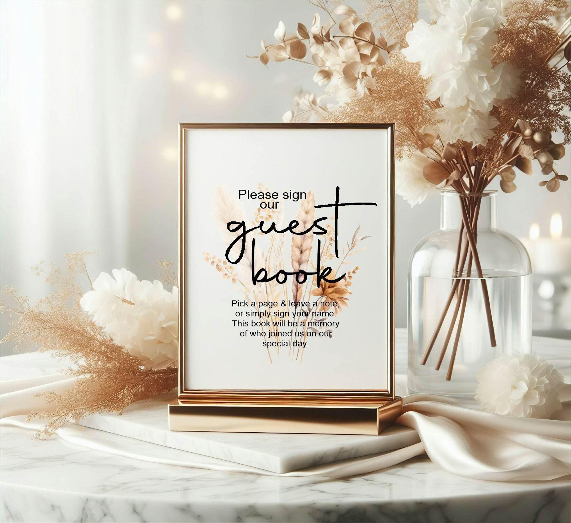 Boho Guest Book Wedding Party Sign - Larosier Prints