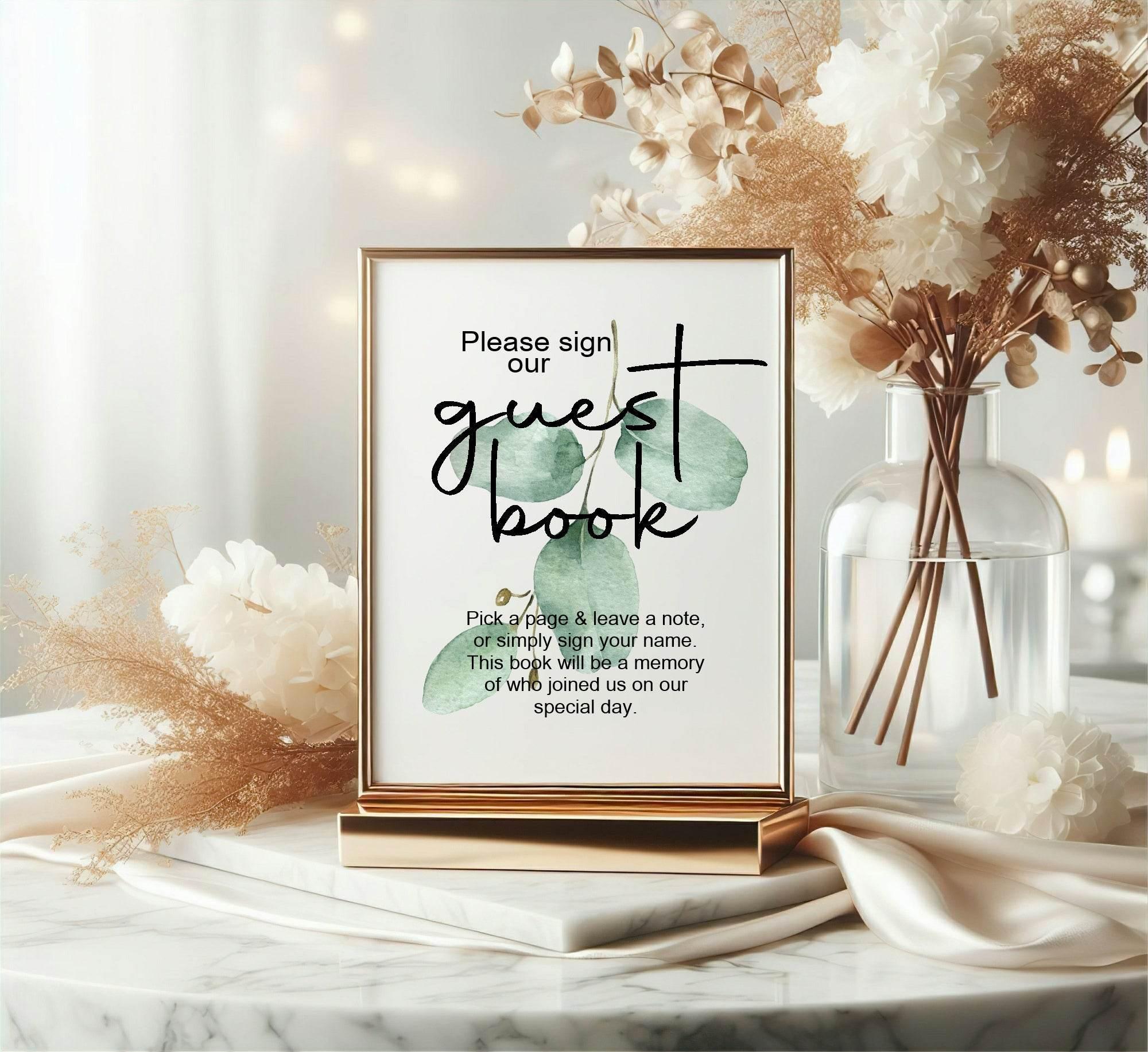 Eucalyptus Guest Book Wedding Party Sign - Larosier Prints
