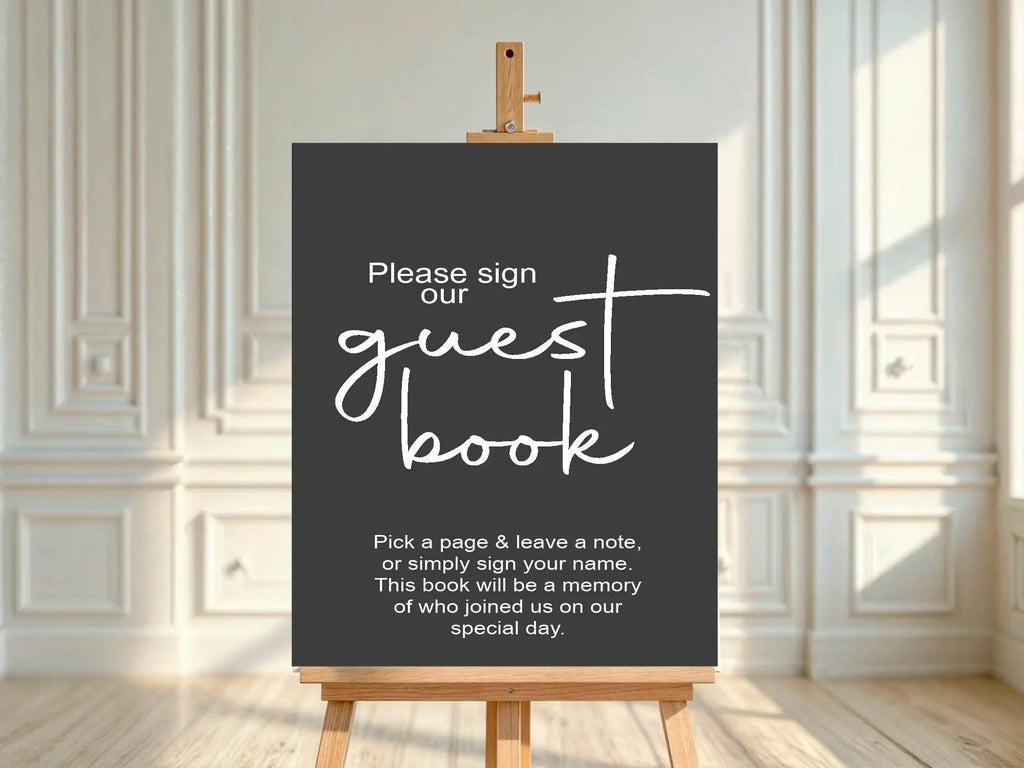Minimalist Noir Guest Book Wedding Party Sign - Larosier Prints