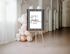 Black & White Stripe Welcome Retirement Party Sign - Larosier Prints