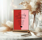 Red & Pink Family Traditions Baby Shower Party Sign - Larosier Prints