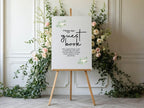 Green & White Rose Guest Book Wedding Party Sign - Larosier Prints
