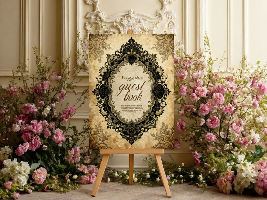 Black Lace Oval Frame Complete Wedding Signage Bundle