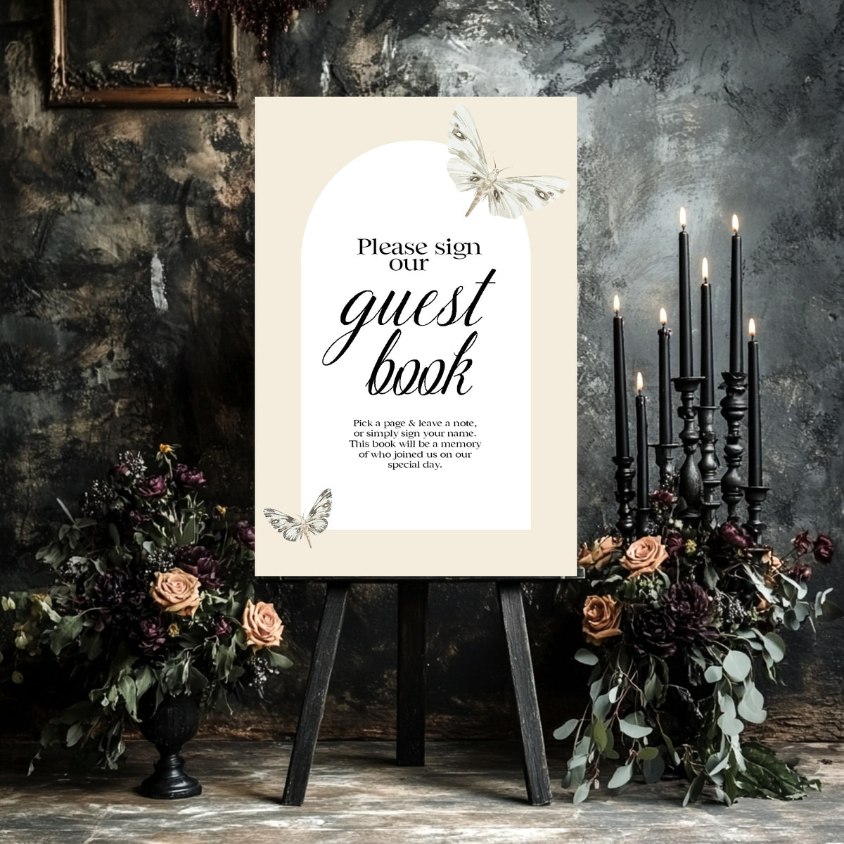 Moth guest book sign