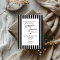 Black & White Stripe Birthday Party Invitations & Envelopes | Pack of 10 - Larosier Prints