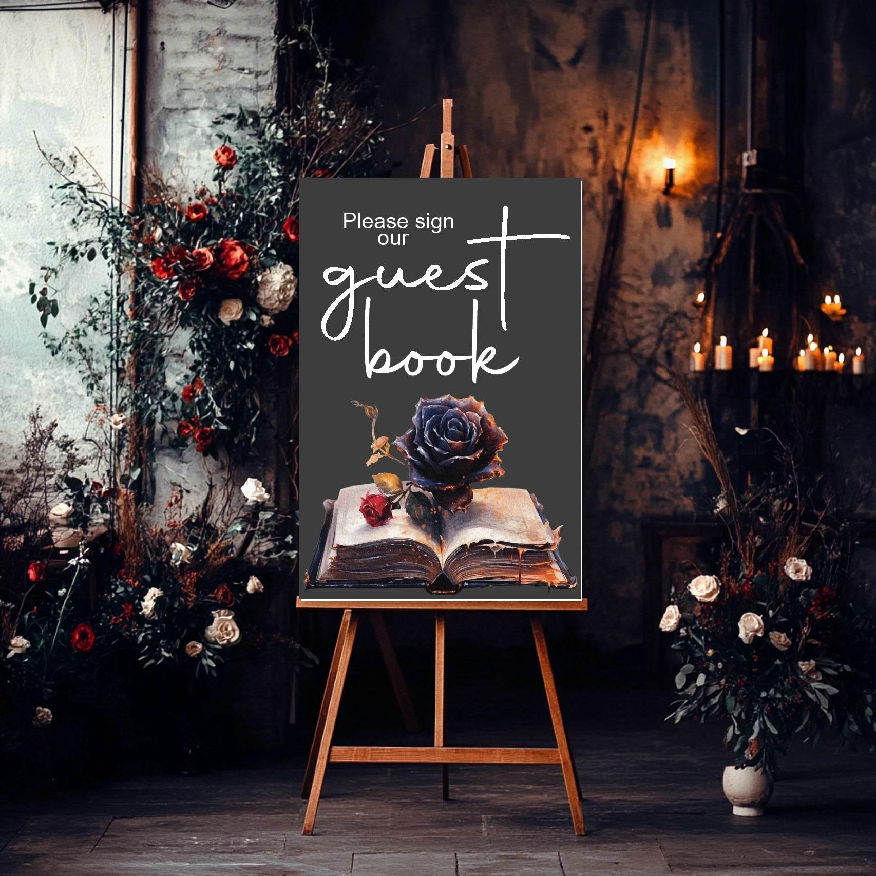Gothic Guest Book Wedding Party Sign - Larosier Prints