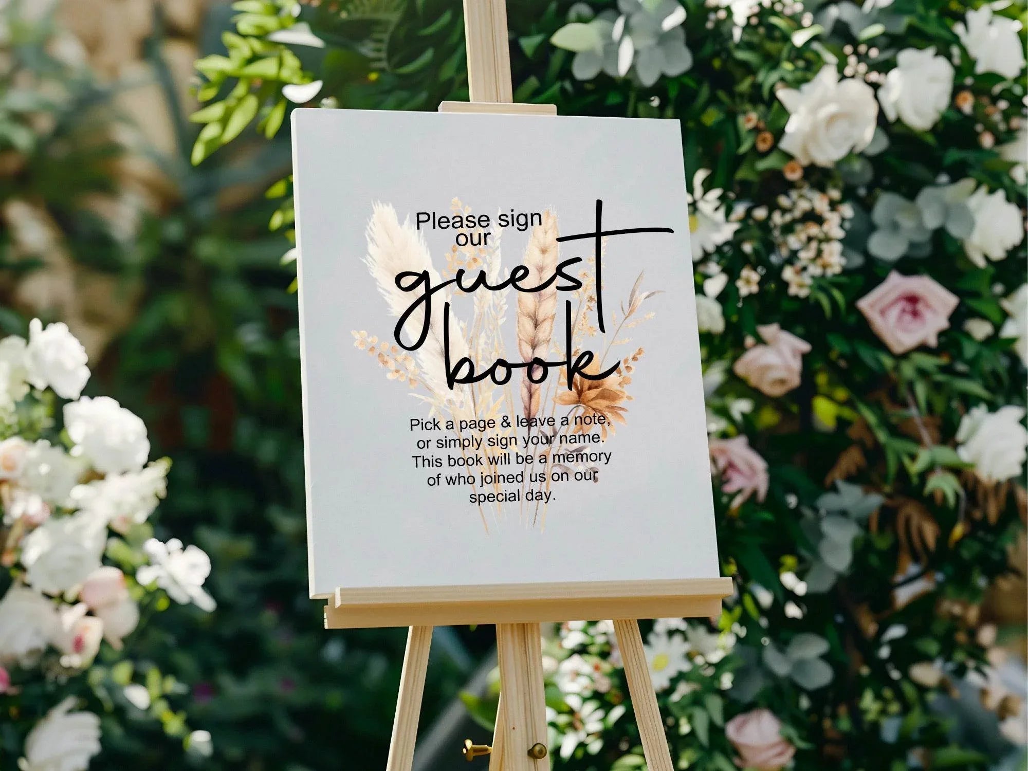 Boho Guest Book Wedding Party Sign - Larosier Prints