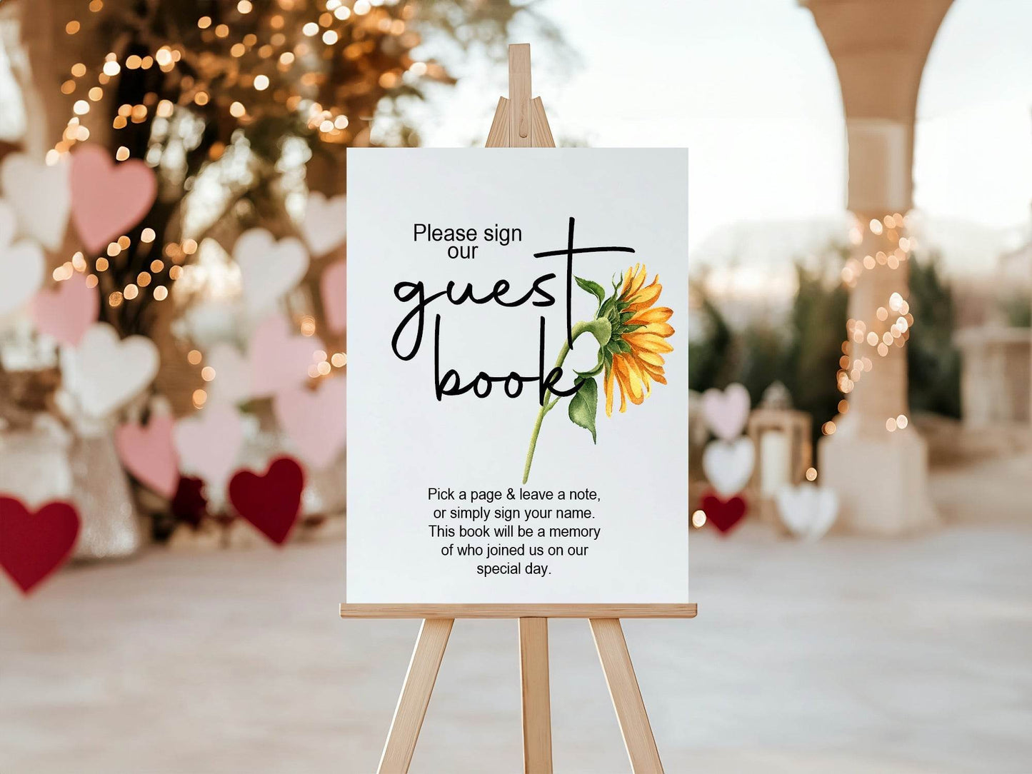 Sunflower Guest Book Wedding Party Sign