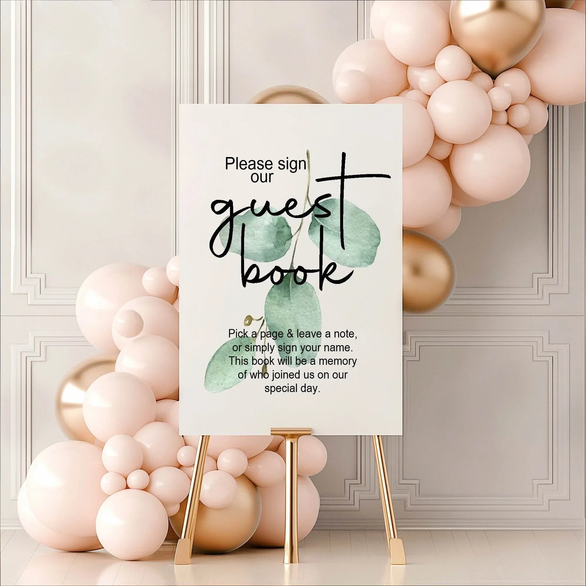Eucalyptus Guest Book Wedding Party Sign - Larosier Prints