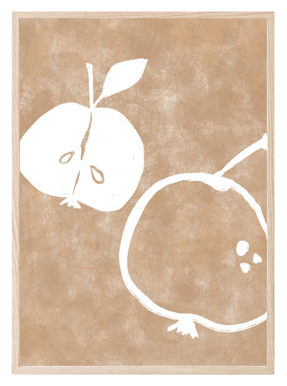 Beige Abstract Apples Print | Food Wall Art