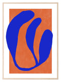 Abstract Orange & Blue Print | Monochrome Minimalist Wall Art - Larosier Prints