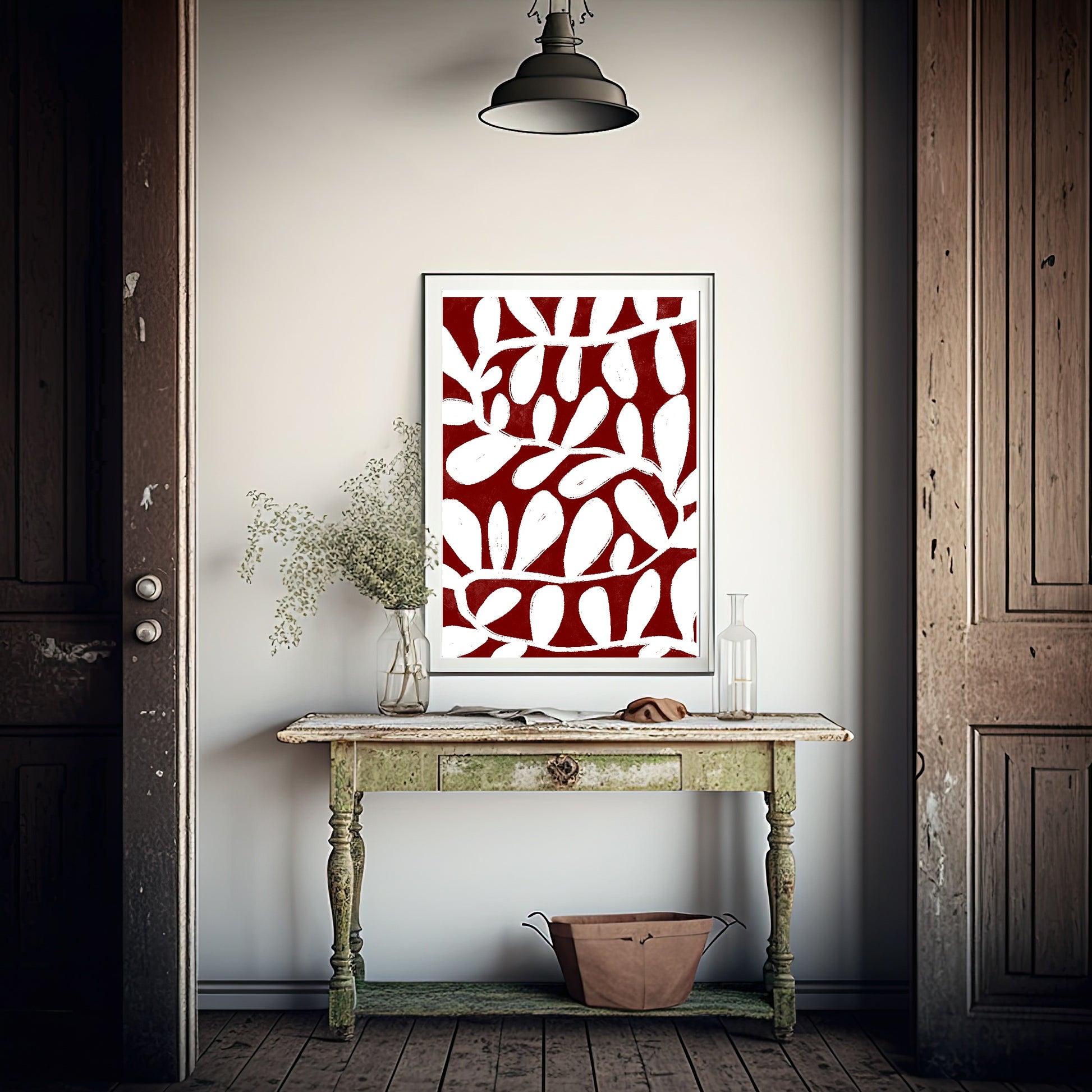 Abstract Burgundy Print | Monochrome Minimalist Wall Art