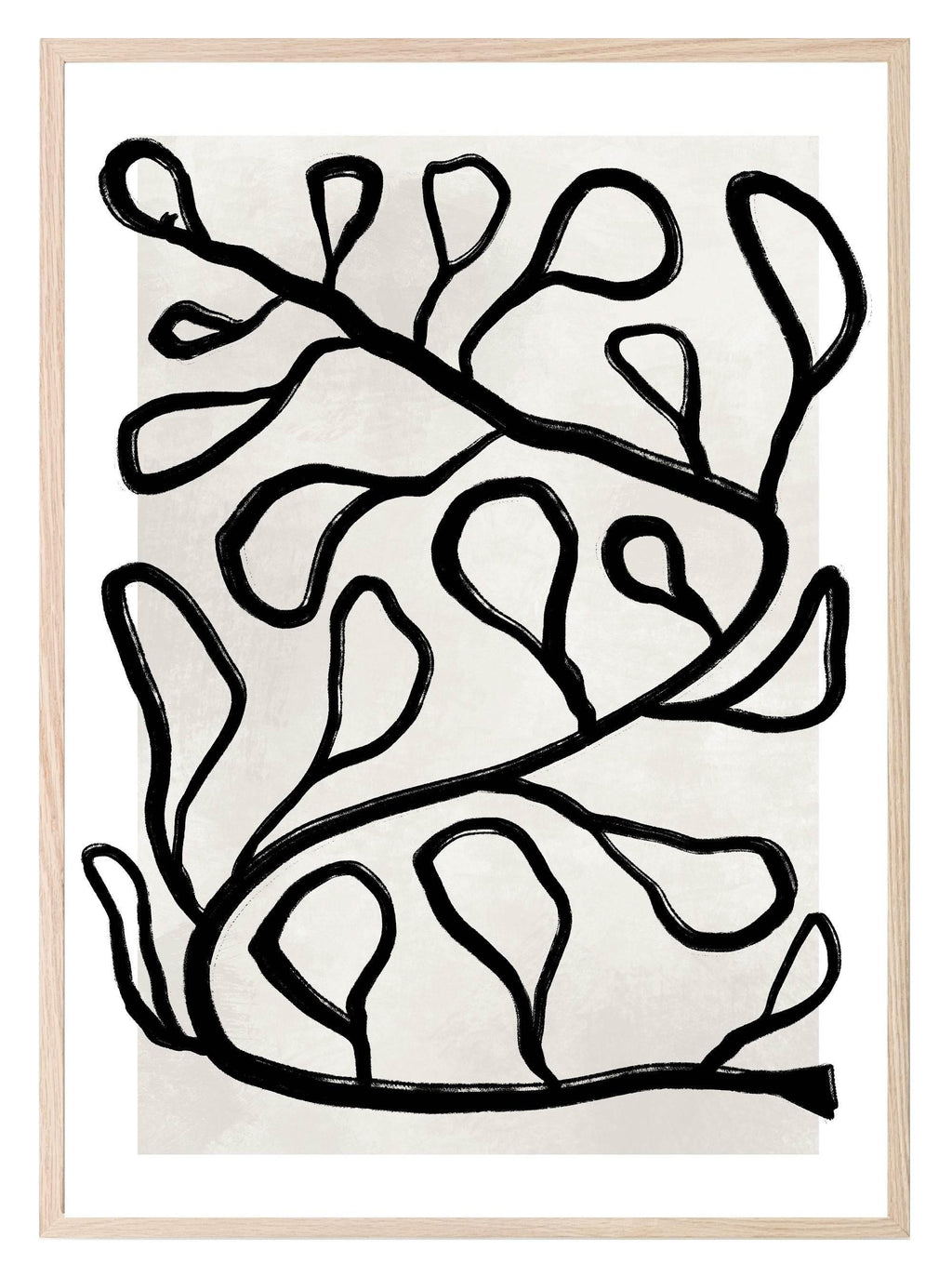 Abstract Black and Beige Print | Monochrome Minimalist Wall Art - Larosier Prints