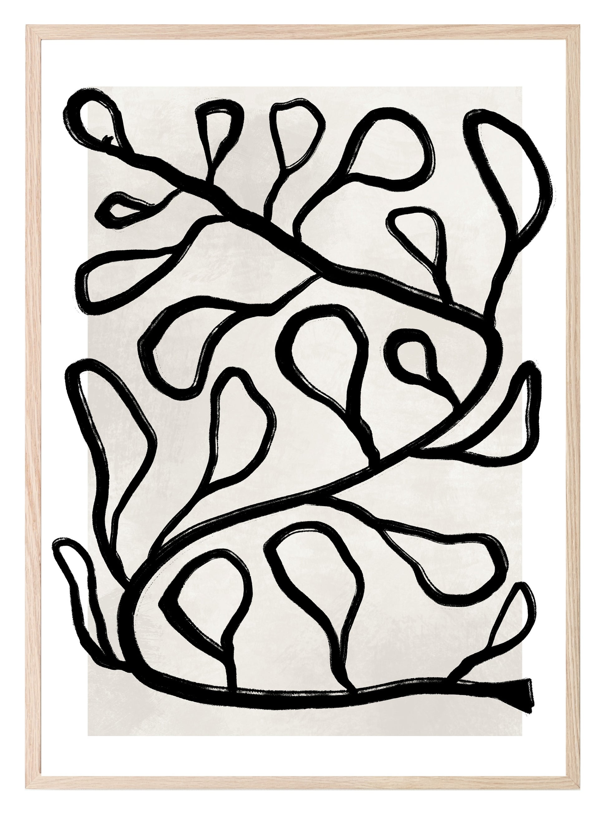 Abstract Black and Beige Print | Monochrome Minimalist Wall Art