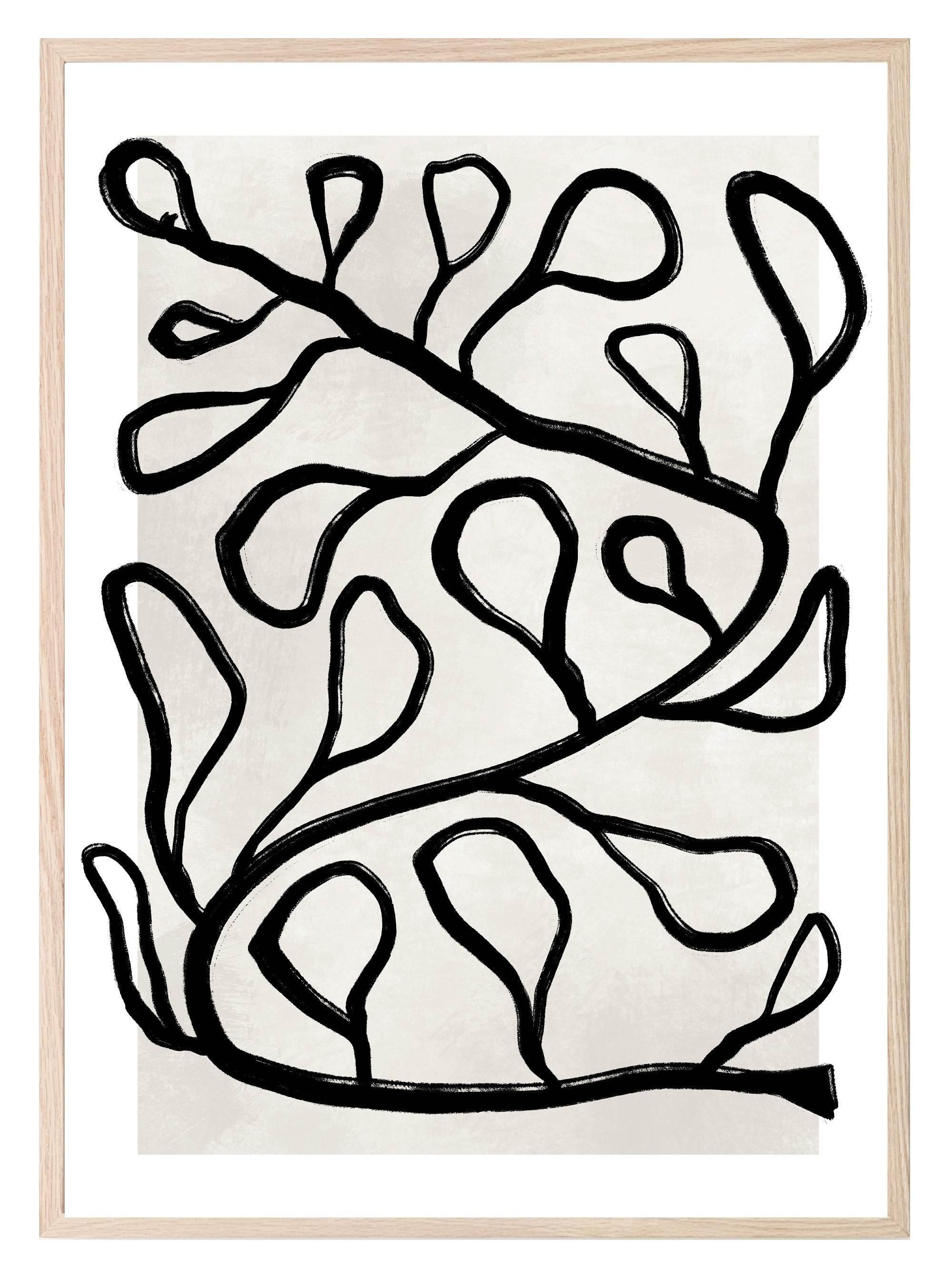 Abstract Black and Beige Print | Monochrome Minimalist Wall Art - Larosier Prints