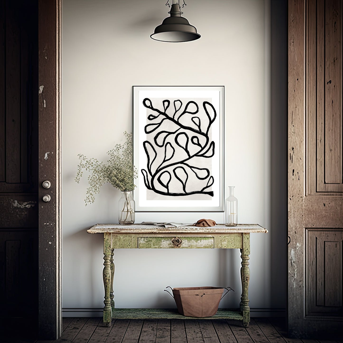 Abstract Black and Beige Print | Monochrome Minimalist Wall Art