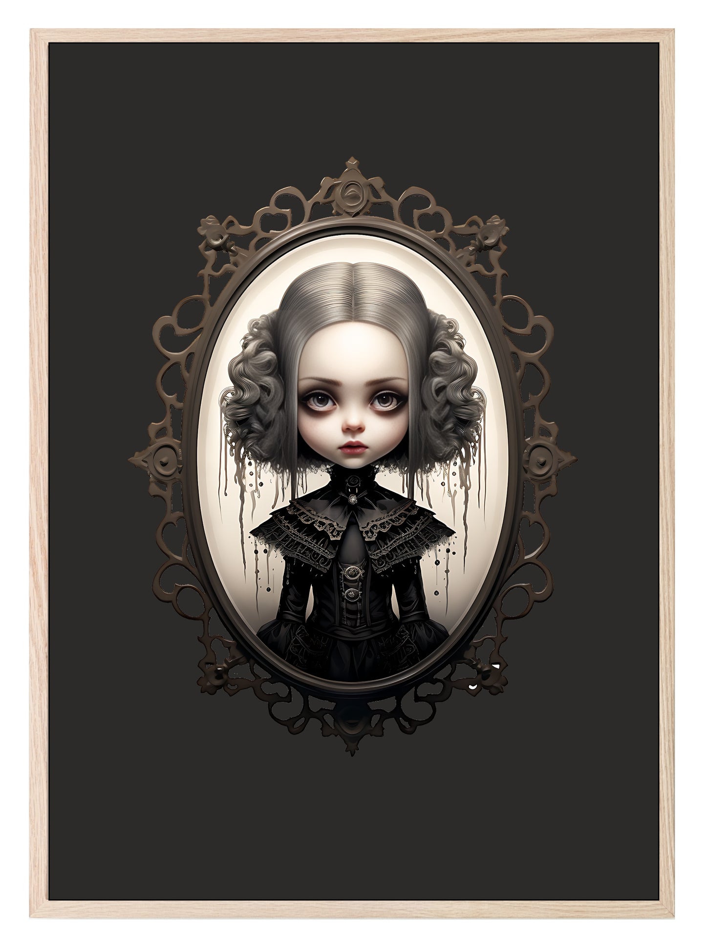 Gothic Dolls Prints | Spooky Wall Art Charcoal