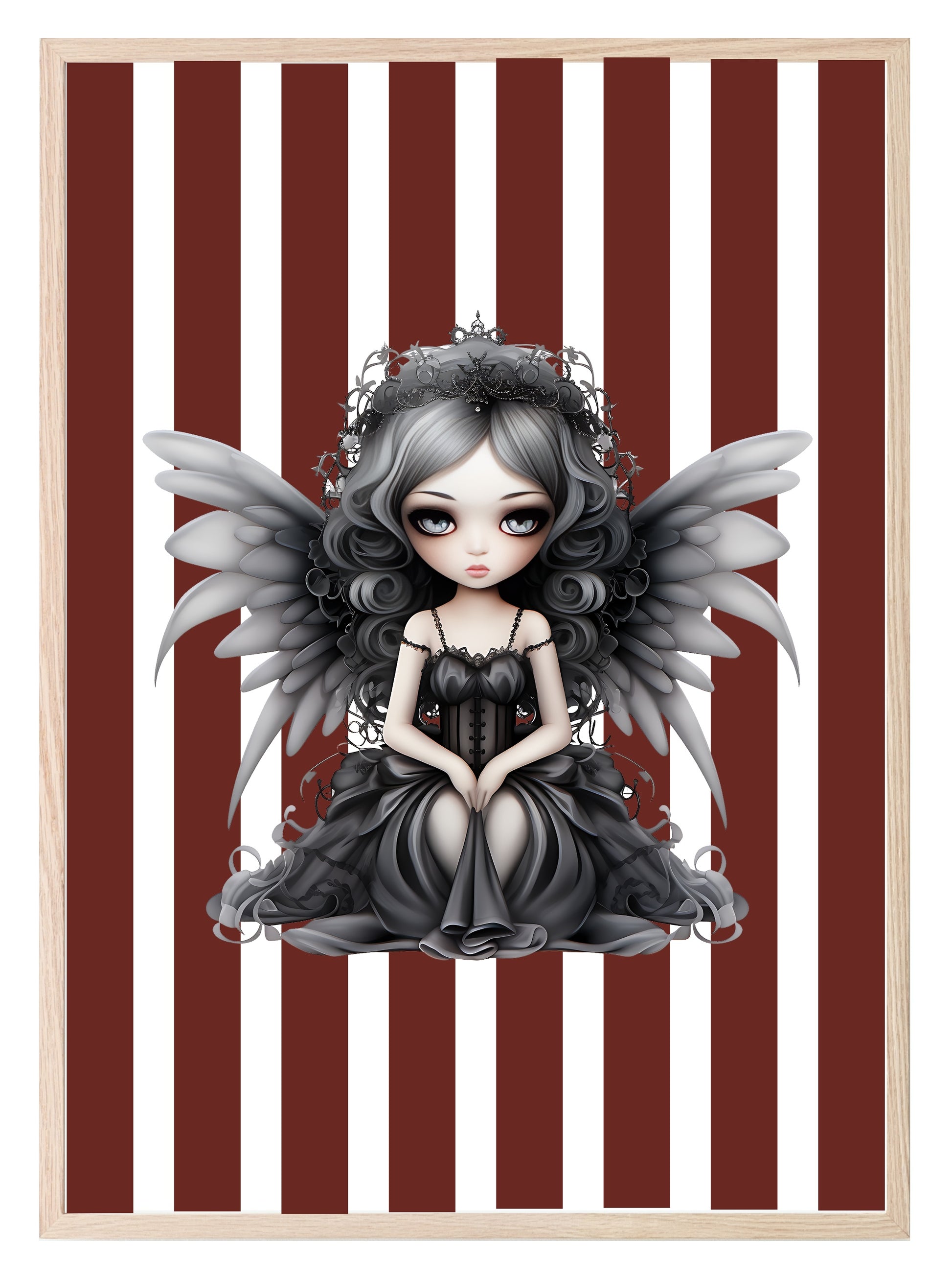 Gothic Dolls Prints | Spooky Wall Art Red Stripes