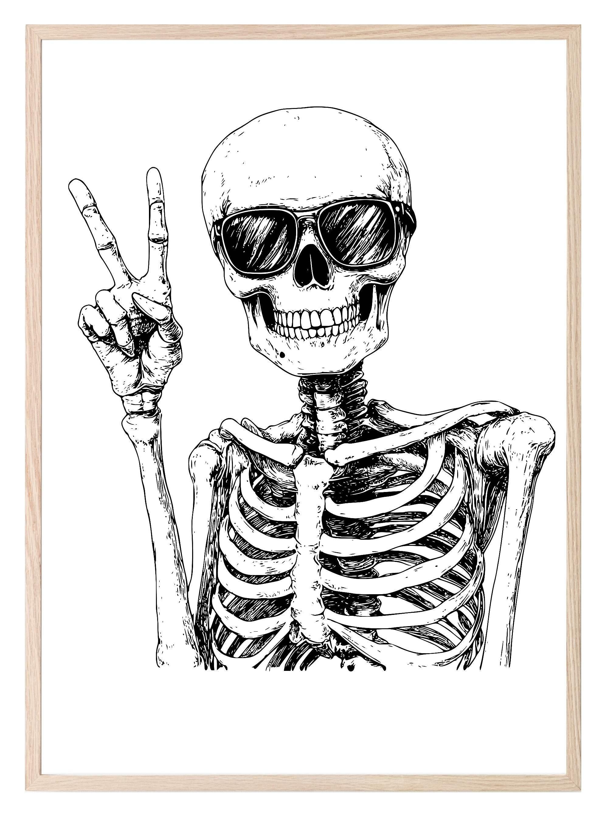 Peaceful Skeleton Print | Spooky Wall Art - Larosier Prints
