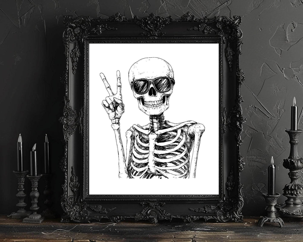 Peaceful Skeleton Print | Spooky Wall Art - Larosier Prints