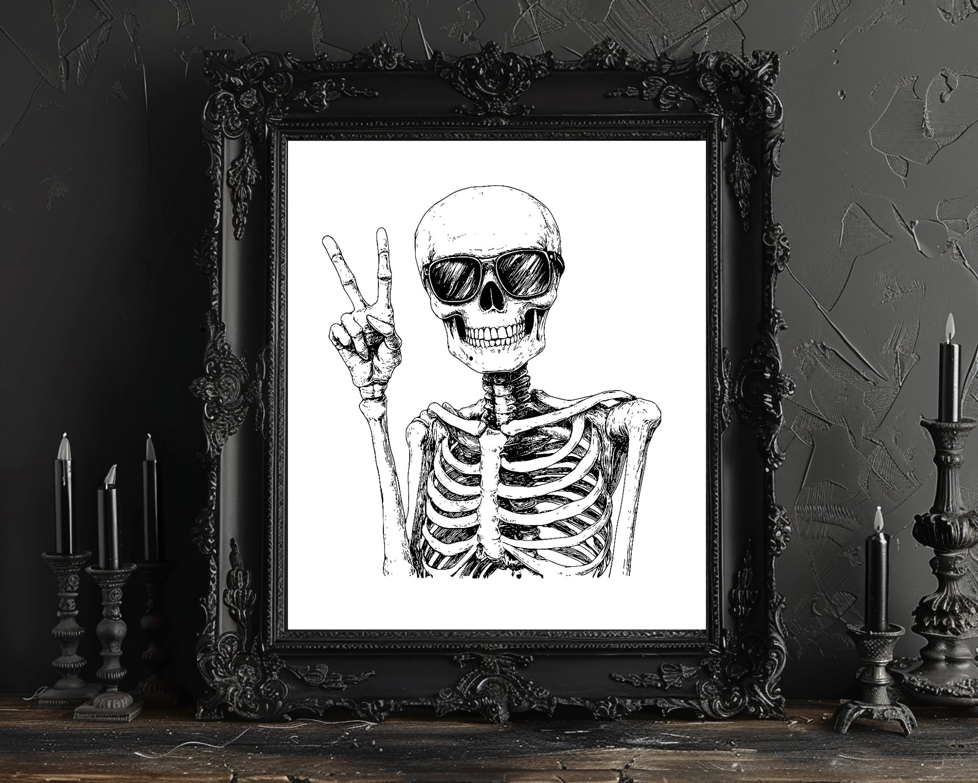 Peaceful Skeleton Print | Spooky Wall Art