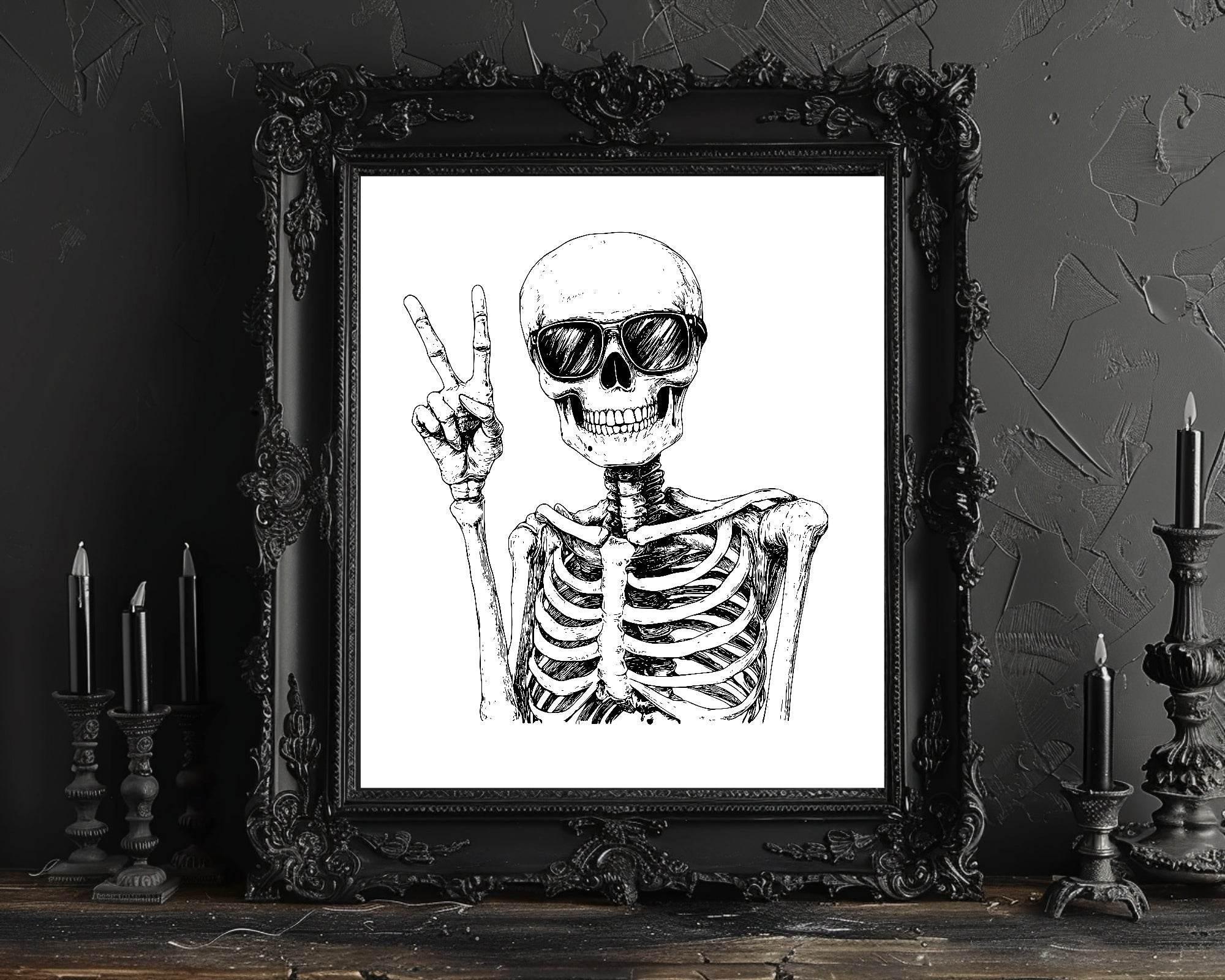 Peaceful Skeleton Print | Spooky Wall Art - Larosier Prints