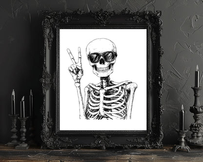 Peaceful Skeleton Print | Spooky Wall Art