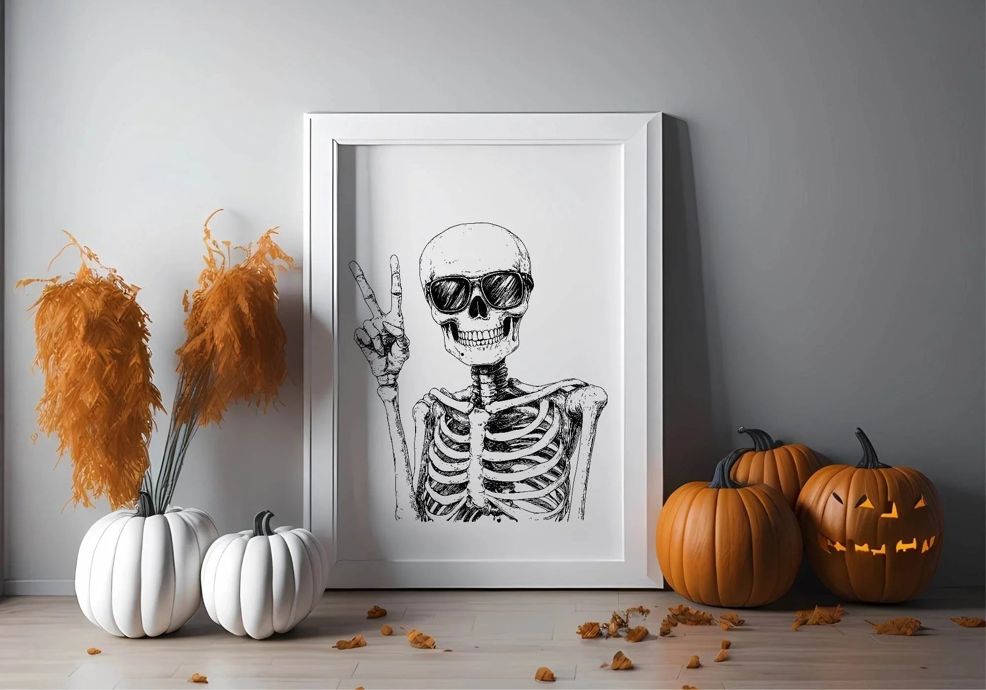 Peaceful Skeleton Print | Spooky Wall Art - Larosier Prints