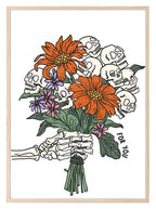 Skeleton Flowers Print | Spooky Halloween Wall Art - Larosier Prints