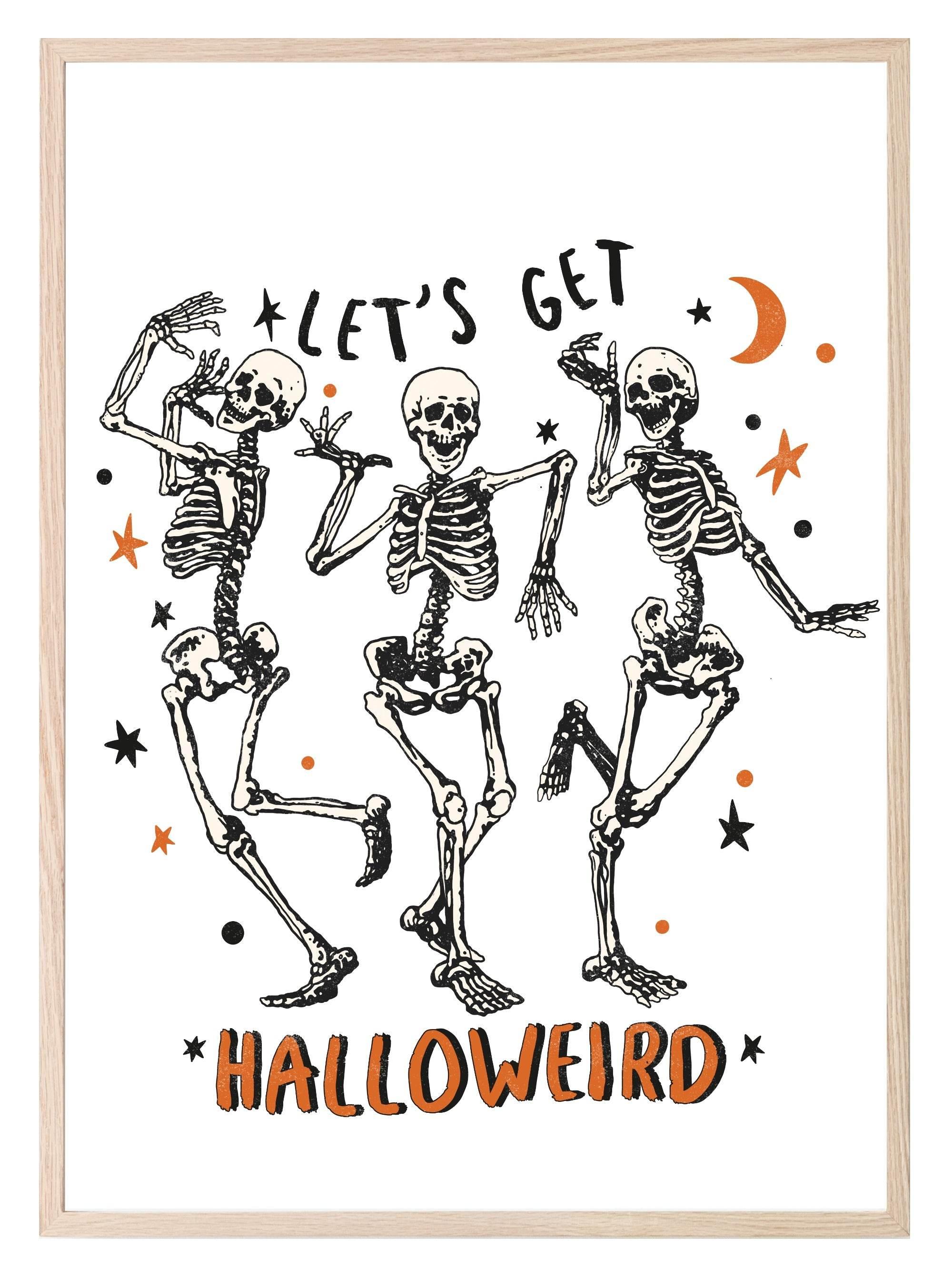 Halloweird Skeleton Print | Fun Halloween Wall Art - Larosier Prints