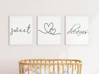 Set Of 3 Sweet Dreams Prints | Over the Bed | Bedroom Wall Art - Larosier Prints