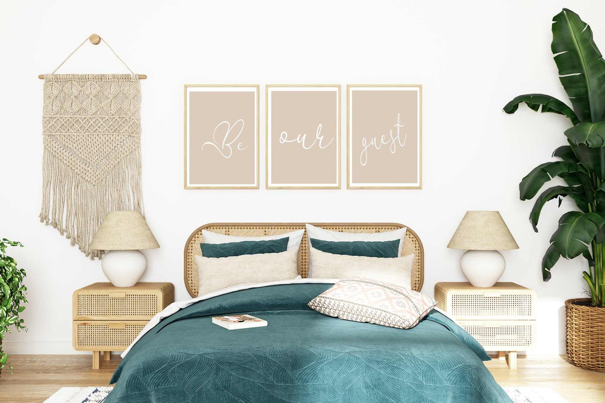 Set Of 3 Be Our Guest Prints | Over the Bed | Bedroom Wall Art