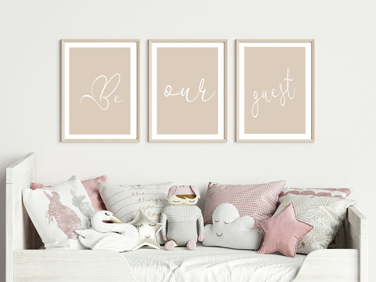 Set Of 3 Be Our Guest Prints | Over the Bed | Bedroom Wall Art